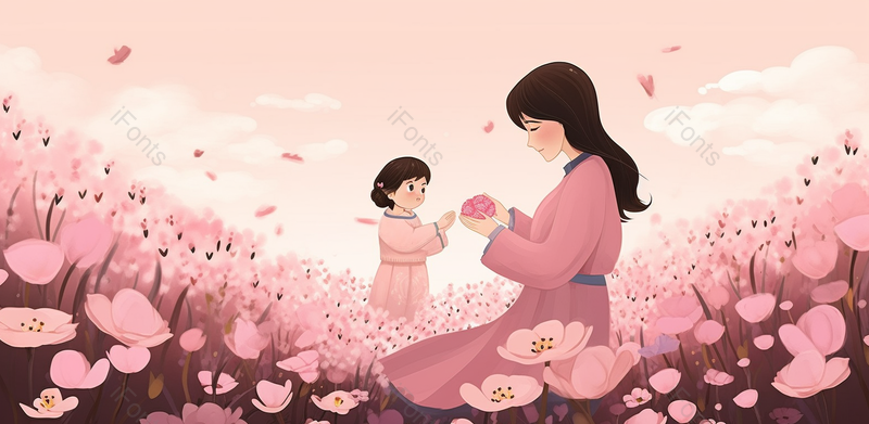 粉色唯美温馨母亲节手绘效果背景图,插画/手绘图,插画/手绘图库,插画/手绘图下载,插画/手绘